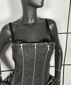 S/S2005 Dolce & Gabbana Multi Zip Denim Midi Dress - Image 2