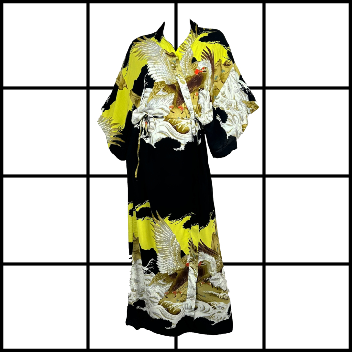 2000s Jean Paul Gaultier Golden Eagle Kimono Style Maxi Dress