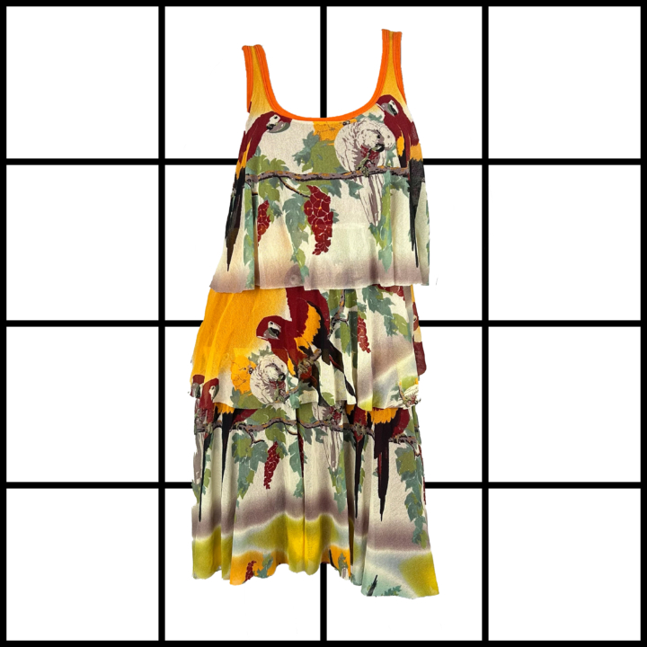 2000s Jean Paul Gaultier Parrot Paradise Midi Dress