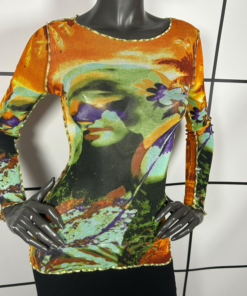 2000s Jean Paul Gaultier Psychedelic Girl Face Print Top - Image 2