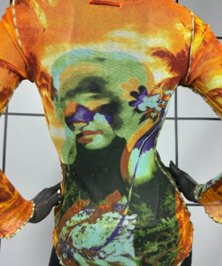 2000s Jean Paul Gaultier Psychedelic Girl Face Print Top - Image 5