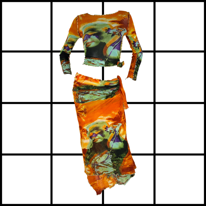 1990s Jean Paul Gaultier Psychedelic Girl Mesh Set