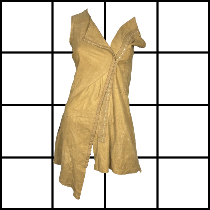 2000s Plein Sud Asymmetric Metal Hook Leather Midi Dress