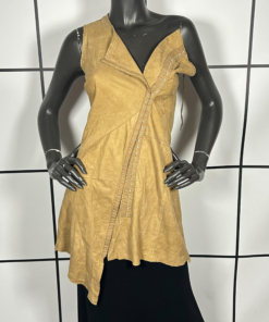 2000s Plein Sud Asymmetric Metal Hook Leather Midi Dress