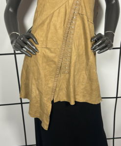 2000s Plein Sud Asymmetric Metal Hook Leather Midi Dress - Image 4