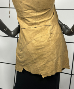 2000s Plein Sud Asymmetric Metal Hook Leather Midi Dress - Image 6