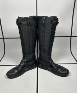 2000s Prada Linea Rossa Midcalf Lace Up Boots - Image 10