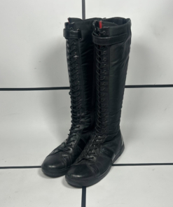 2000s Prada Linea Rossa Midcalf Lace Up Boots