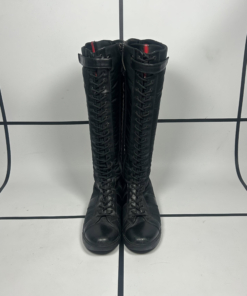 2000s Prada Linea Rossa Midcalf Lace Up Boots - Image 2