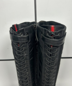 2000s Prada Linea Rossa Midcalf Lace Up Boots - Image 3