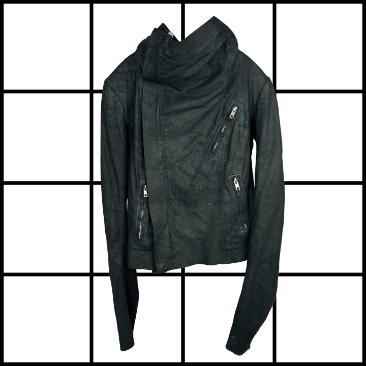 2010s Rick Owens Cracked Leather Moto Jacket