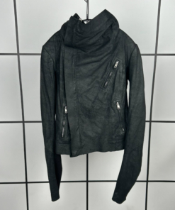 2010s Rick Owens Cracked Leather Moto Jacket