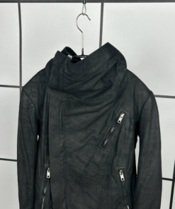 2010s Rick Owens Cracked Leather Moto Jacket - Image 2