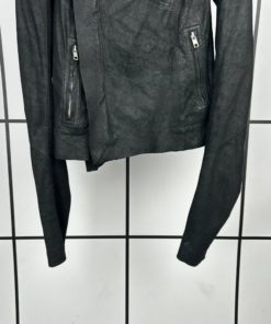2010s Rick Owens Cracked Leather Moto Jacket - Image 4