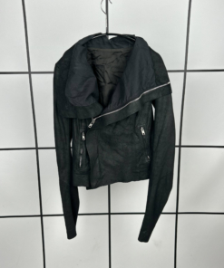2010s Rick Owens Cracked Leather Moto Jacket - Image 6