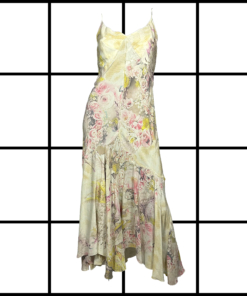 S/S2003 Roberto Cavalli Angels & Roses Silk Slip Midi Dress