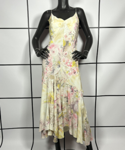 S/S2003 Roberto Cavalli Angels & Roses Silk Slip Midi Dress