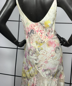 S/S2003 Roberto Cavalli Angels & Roses Silk Slip Midi Dress - Image 7