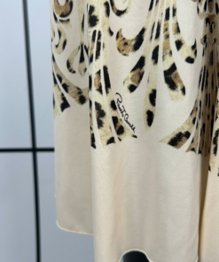 2000s Roberto Cavalli Leopard Midi Dress with Silk Scarf - Image 4
