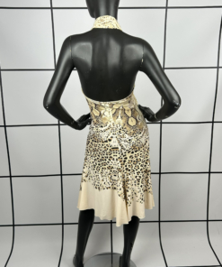 2000s Roberto Cavalli Leopard Midi Dress with Silk Scarf - Image 3