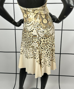 2000s Roberto Cavalli Leopard Midi Dress with Silk Scarf - Image 5