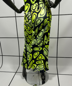 2000s Roberto Cavalli Geo Print Silk Skirt & Poly Top - Image 8
