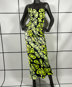 2000s Roberto Cavalli Geo Print Silk Skirt & Poly Top
