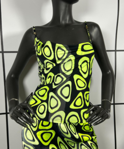 2000s Roberto Cavalli Geo Print Silk Skirt & Poly Top - Image 2