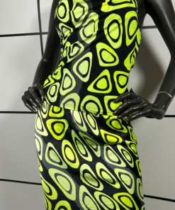 2000s Roberto Cavalli Geo Print Silk Skirt & Poly Top - Image 3