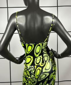 2000s Roberto Cavalli Geo Print Silk Skirt & Poly Top - Image 7