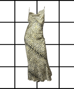 S/S2001 Roberto Cavalli Silk Asymmetric Leopard Print Slip Midi Dress