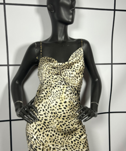 S/S2001 Roberto Cavalli Silk Asymmetric Leopard Print Slip Midi Dress - Image 2