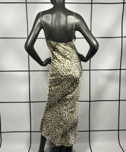 S/S2001 Roberto Cavalli Silk Asymmetric Leopard Print Slip Midi Dress - Image 5