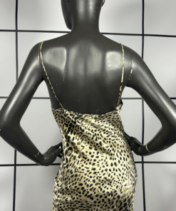 S/S2001 Roberto Cavalli Silk Asymmetric Leopard Print Slip Midi Dress - Image 6