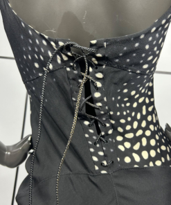 S/S2002 Roberto Cavalli Abstract Animal Print Lace Up Midi Dress - Image 9