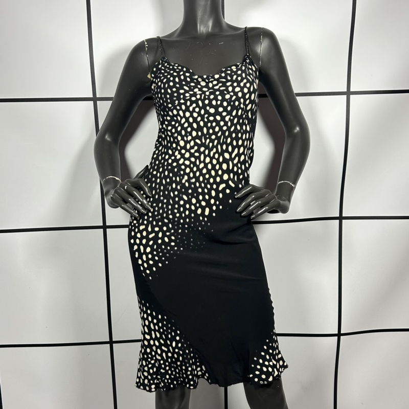 S/S2002 Roberto Cavalli Abstract Animal Print Lace Up Midi Dress