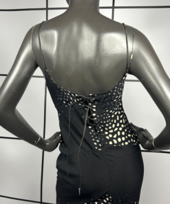S/S2002 Roberto Cavalli Abstract Animal Print Lace Up Midi Dress - Image 6
