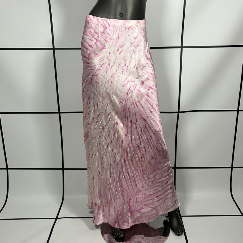 2000s Roberto Cavalli Pink Feather Print Maxi Skirt