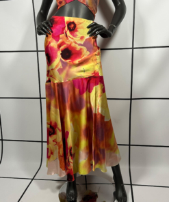 S/S2002 Roberto Cavalli Poppy Print Skirt and Scarf - Image 6
