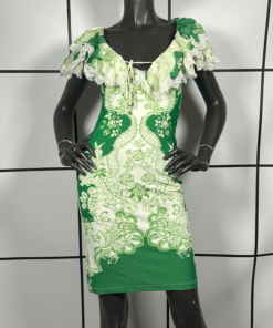 2000s Roberto Cavalli Silk Green Floral Midi Dress