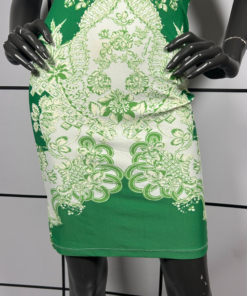 2000s Roberto Cavalli Silk Green Floral Midi Dress - Image 4