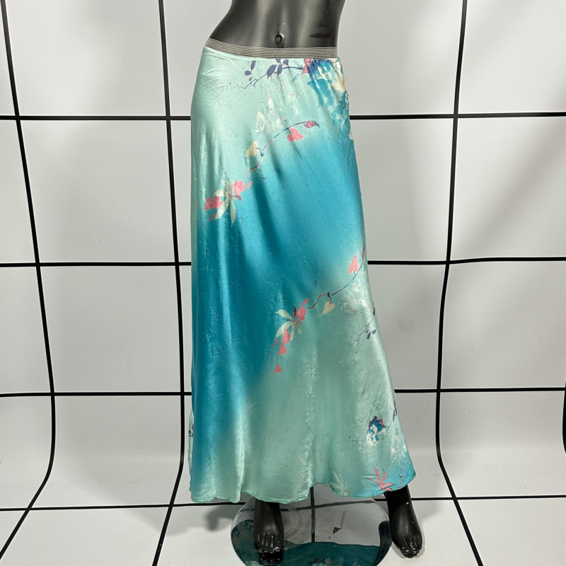 S/S1999 Roberto Cavalli Blue Floral Print Maxi Skirt