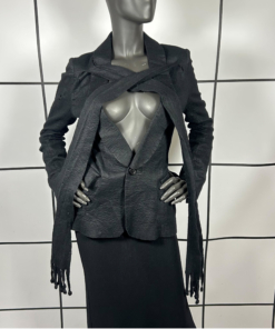 A/W2005 Undercover Black Wrap Scarf Wool Blend Blazer